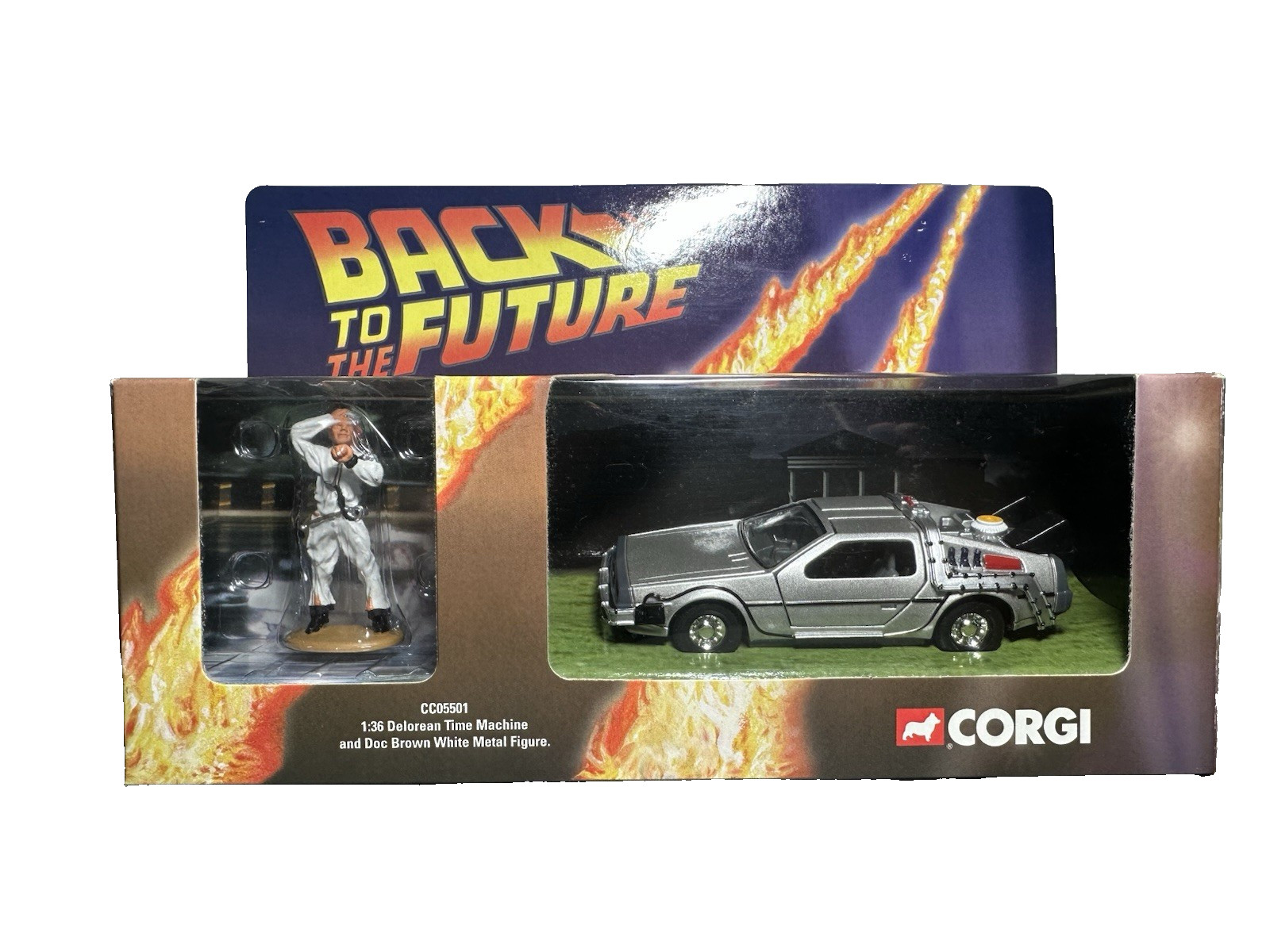 Corgi CC05501 ‘Back To The Future’ Delorean Time Machine & Doc Brown Figure