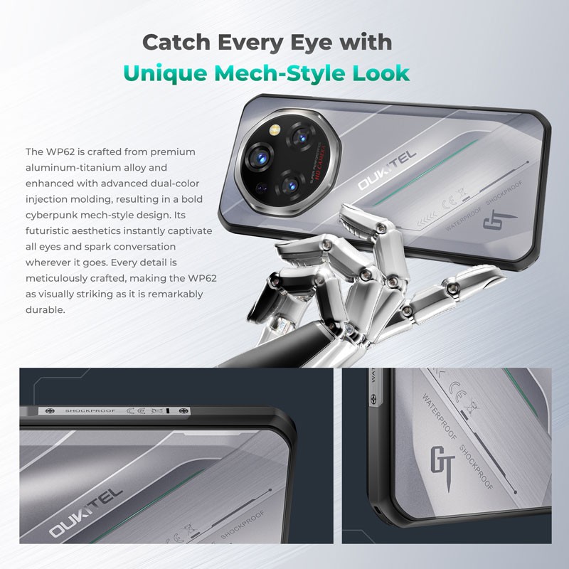 5G 4G LTE OUKITEL WP62 Rugged Mobile Android 15 Phone Waterproof