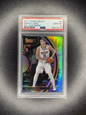 Nikola Jokic 2017-18 Panini Select Tie Dye Prizm #15/25 PSA 10 Jersey Number MVP