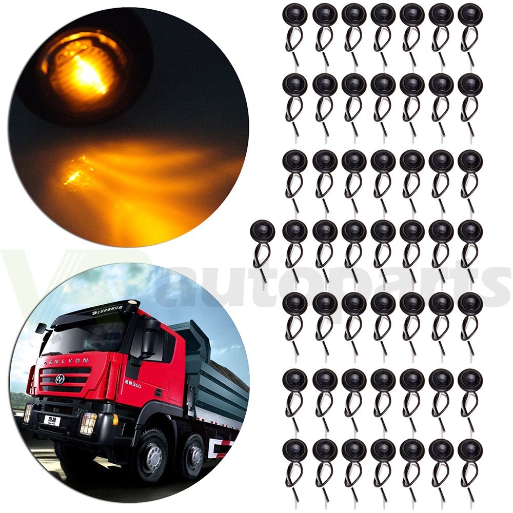 New 50pcs 3/4"Amber Round Led Light Side Marker Clearance Trailer Van Boat Light