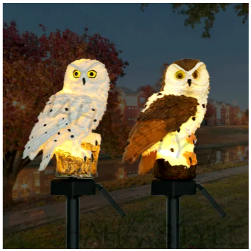 Owl LED Solar Powered Garden Light Outdoor Ornament Lawn Waterproof ...
