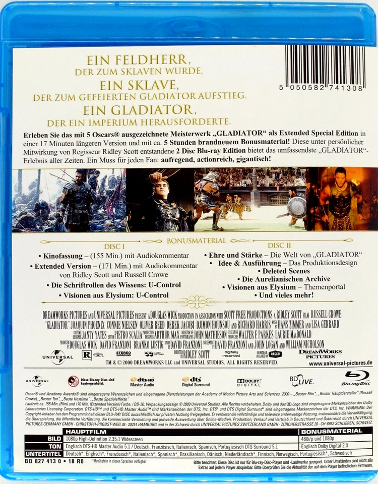 2 BLU-RAY-Set++GLADIATOR++2000++TOP-Zust.(wie neu)+Special Edition+Russell Crowe - Bild 2 von 2