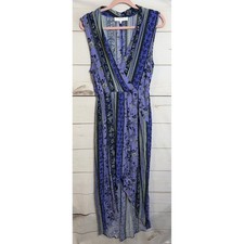 ASTR The Label Purple Mixed Floral Stripe High Low Maxi Dress ADR93849 Womens L