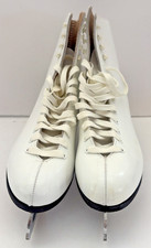 Vintage Riedell White Leather Figure Skates Size 9 M MK Sheffield 10 2/3" Blade