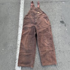 Vintage Carhartt R06 DKB Dark Brown Double Knee Overalls Distressed 46x30