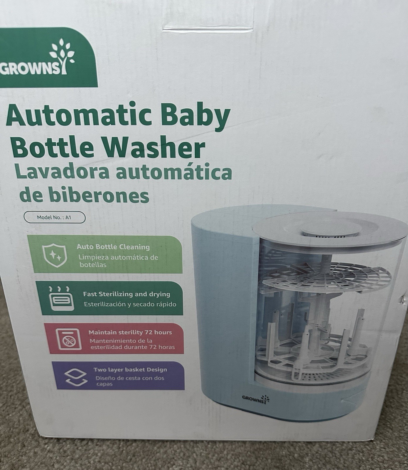 Grownsy 3-in-1 Automatic Baby Bottle Washer Sterilizer Dryer New Model  