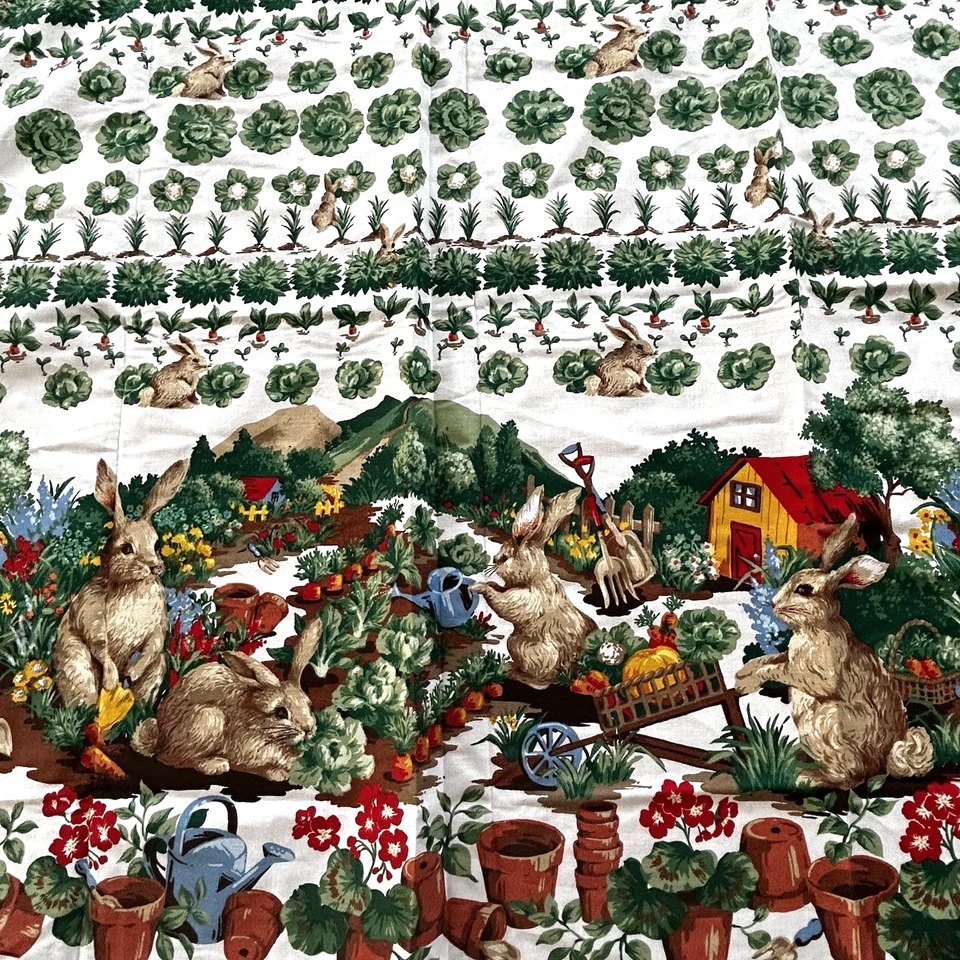 Wilton Court Rabbit Print Tablecloth Spring Bunny Garden 60" x 83" Cotton - Image 2 of 4