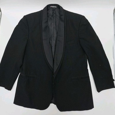 Men's Oscar de la Renta Dimensions Black Tuxedo Jacket Satin Shawl Lapels 44R