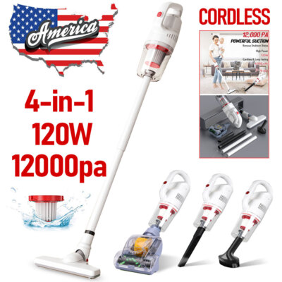 12Kpa Cordless Vacuum Cleaner, 4 in 1 Foldable Cordless Stick Suction, 35Mins