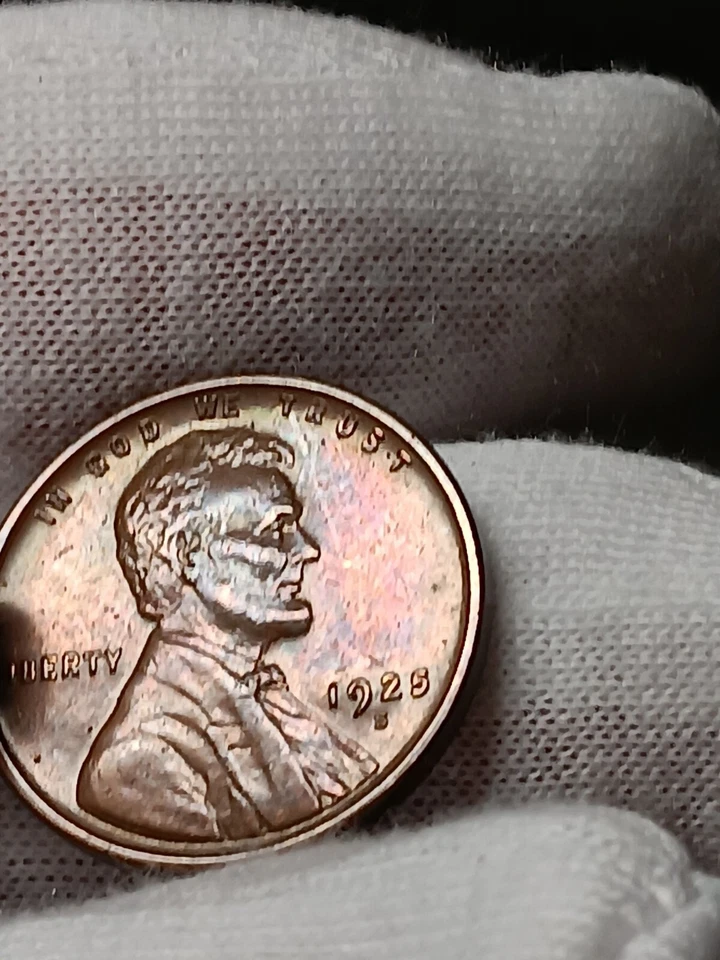 1925-S Lincoln Wheat Cent! AU/MS++ STUNNING RAINBOW TONING M/35 - Image 4 of 4