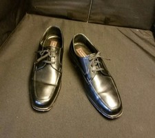 LN Florsheim Mens 9D Med CLASSIC Sleek Black Leather Laced DRESS OXFORDS