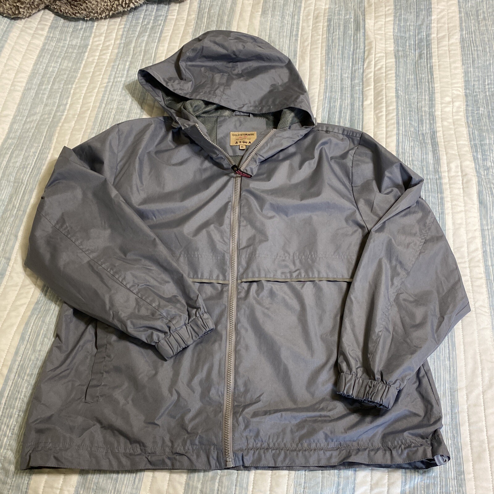 Rain Jacket Windbreaker Gray Reflective Full Zip … - image 4