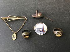 1939 New York Worlds Fair Jewelry Lot STERLING Pin Tie Clip 2 Rings Free Ship