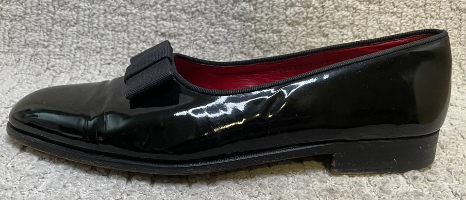 Gucci Patent Leather Opera Tuxedo Loafers Shoes Mens 11D Crossgrain Ribbon Bow - Image 3 of 4
