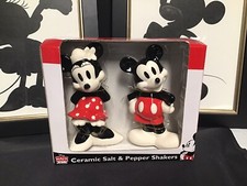 Disney Parks Mickey Mouse Minnie Ceramic Salt and Pepper Shakers Set New