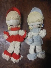 Vintage Rag / Mop Yarn Dolls a lot of 2  Really Cute And Unique Handmade KITSCH 