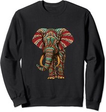 Henna Stylish Artistic Save The Elephants Wildlife Unisex Crewneck Sweatshirt