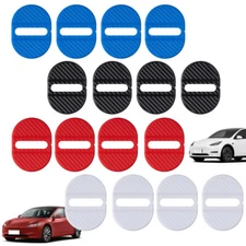 4x Carbon Fiber Car Door Lock Protector Cover Anti Rust Sticker Trim Accessories