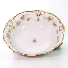 RW Bavaria Serving Bowl Porcelain Gilt Trim Floral