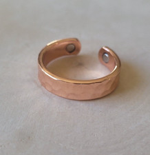 Solid Pure Copper Magnetic Ring Men Women Arthritis Adjustable Ring Hammered