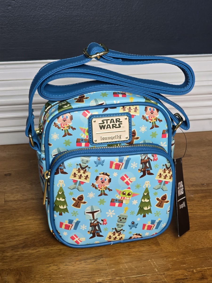Loungefly Star Wars The Child Mandalorian Holiday Christmas Crossbody Blue  Bag