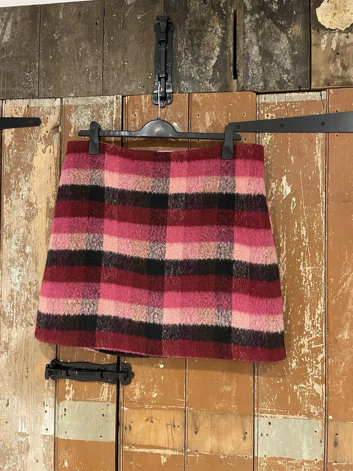 Falda George Línea A Rosa Cuadros Mezcla Mezcla Lana Forrada Invierno Inteligente Informal Reino Unido 18 Foto 3 de 4
