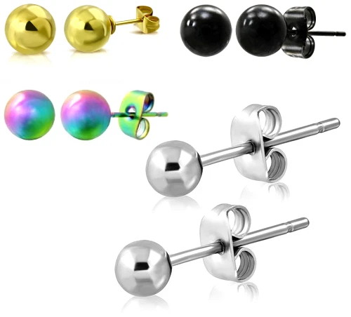 Medizinische Ohrringe Ohrstecker Edelstahl rund Kugel Schmuck Modeschmuck Damen - Bild 1 von 1