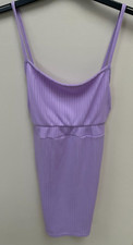 Ladies Pretty Little Thing Lilac Ribbed Mini Dress Size 8