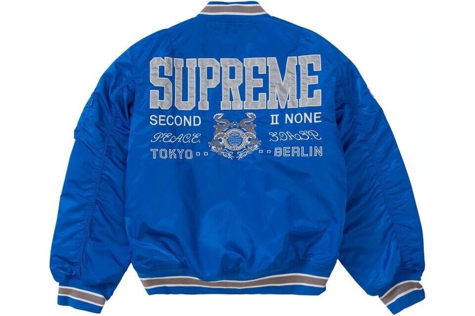 Supreme Second To None MA-1 Jacket Blue Size S SS22 Brand