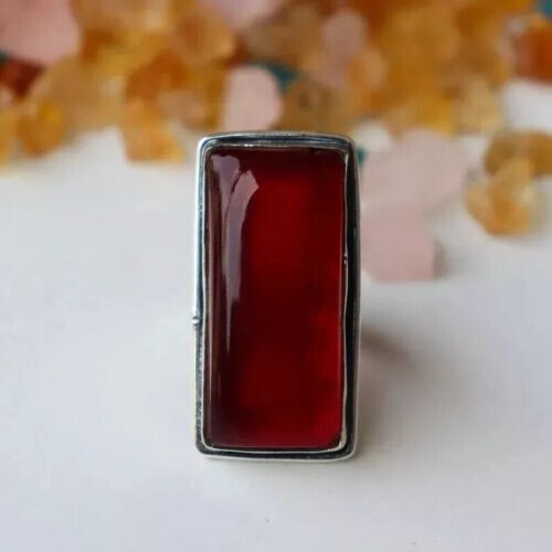 Large Garnet Gemstone Ring 925 Sterling Silver Handmade Anniversary Ring NJ885 - Picture 4 of 11