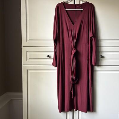 Nwt Universal Standard Wrap Front Dress Plus SZ M Women's 18- 20 Cabernet V Neck