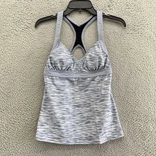 TYR Swimwear Womens Small Gray Striped Tankini Racerback NWOT