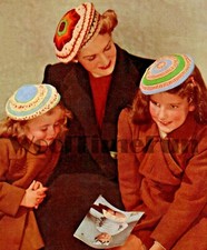 Knitting Pattern Ladies & Children's VIntage 1940s Fair Isle Berets/Hats. 