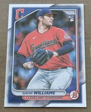2024 Bowman Rookie #66 Gavin Williams Cleveland Guardians Baseball Card. rookie card picture