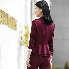 Tailleur completo donna rosso giacca a manica lunga e pantalone slim cod 7152