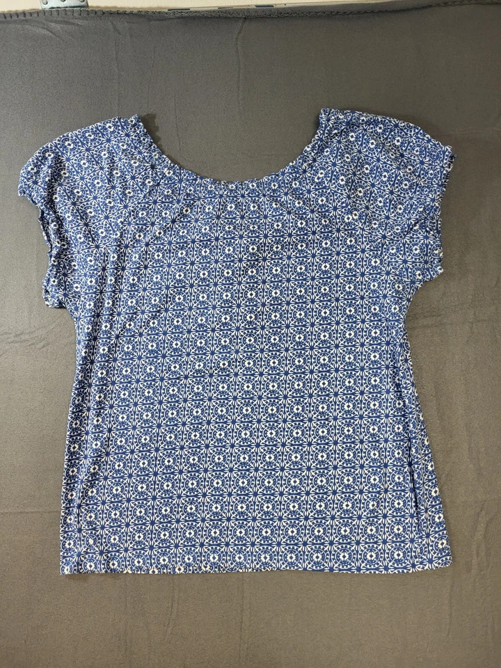 Top Grace Elements Campesino Borde Volantes Manga Corta Suave Algodón Azul Talla XXL Foto 2 de 4