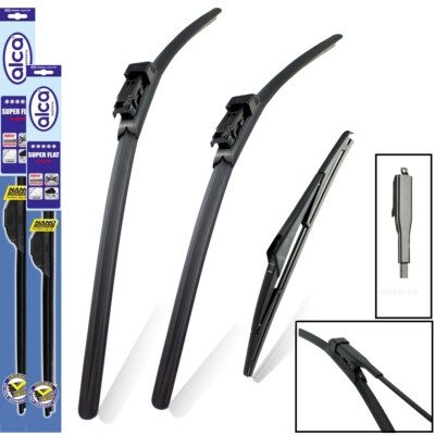 Fits Chevrolet Aveo 2011-on alca Flat Wiper Blades Full Set ASF26''15''PT11''E