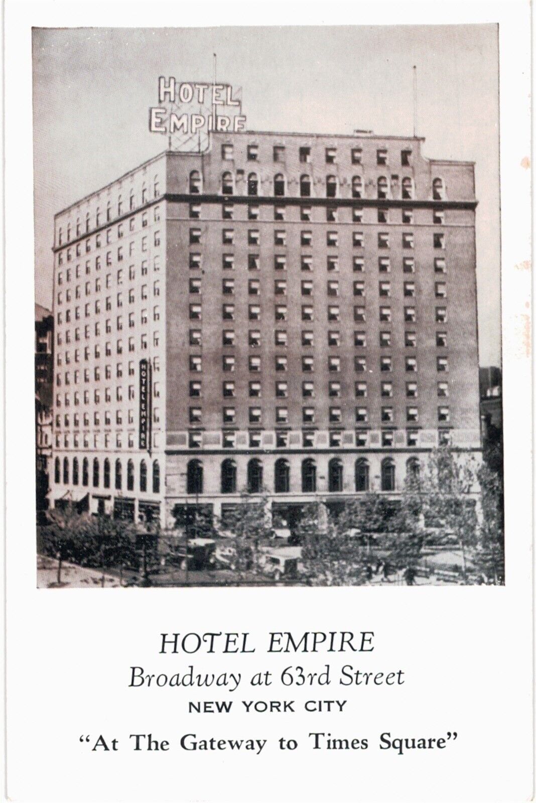New York City NYC Hotel Empire Broadway 63 Lincoln Square 1940 Unused ...