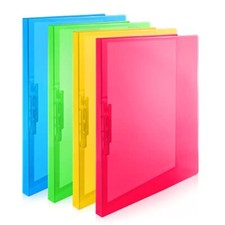Punchless Clamp Binder Folder 4 Pack Assorted - 8.5x11" Clear Binder with Met...