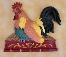 pre-owned rooster key holder great shape 5 rings