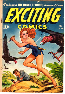 Exciting Comics # 64 (GD 2.0) 1948.  GGA Schomburg cover. Black Terror. Scarce