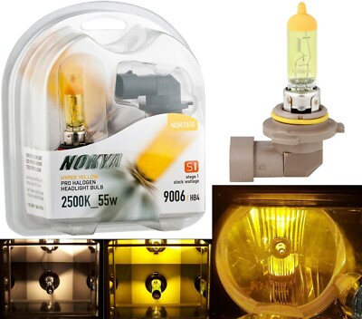 Nokya 2500K Yellow 9006 HB4 Nok7610 55W Two Bulbs Head Light Replace Plug Play