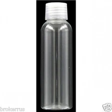 PLASTIC round Shatterproof BOTTLE Clear Airtight Cap Storage 3 oz .4 cup 100 mL