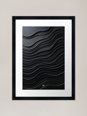 3D Illusion Topography: Dark Golden Framed Wall Art Poster Canvas Print Picture