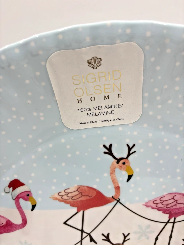 Melamine Serving Platter I’m Dreaming Of A Pink  Christmas with Flamingoes NEW - Image 2 of 2