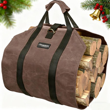 Amagabeli Firewood Carrier Waxed Canvas Log Tote Carrying Bag Heavy Duty Fire La