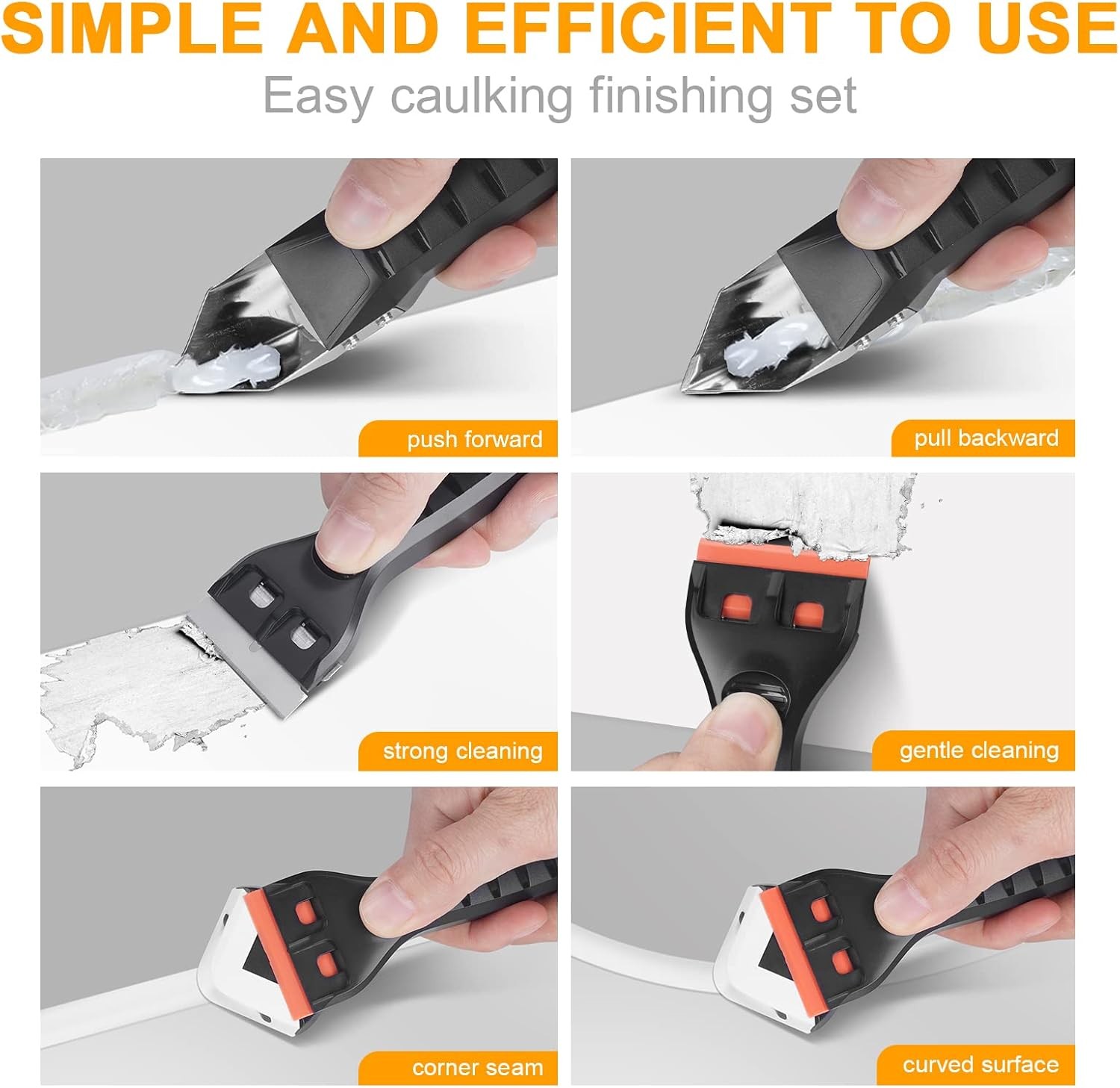 Silicone Caulking Tool Kit 3-in-1: Grout Silver-black 3 in 1 Caulk 