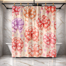 Pretty Pink Bow Kids Bathroom Decor Shower Curtain 72x72 inch