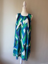 Calvin Klein Shift Dress 12 Geometric Print Sleeveless Lined Career Wear Casual