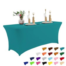 6FT Table Cloth for Rectangular Fitted Events Stretch Lake Blue Table Covers ...